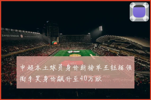 中超本土球员身价新榜单王钰栋领衔李昊身价飙升至40万欧